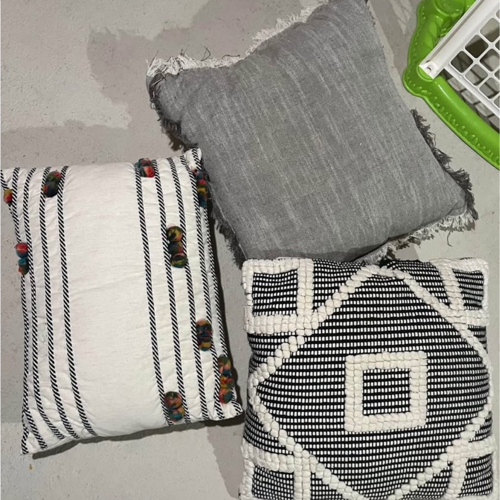 Gray and Black Geometric Throw Pillow Set